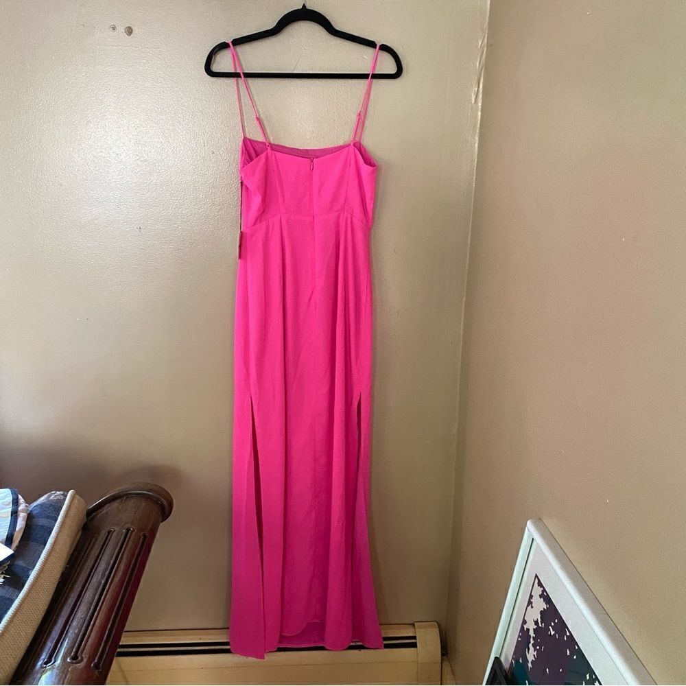 Superdown Addison maxi dress pink fuschia slip dress side slit Revolve Sz S - Picture 9 of 11
